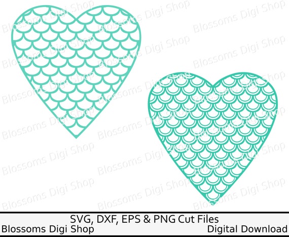 Download Mermaid scale hearts digital download svg valentine heart