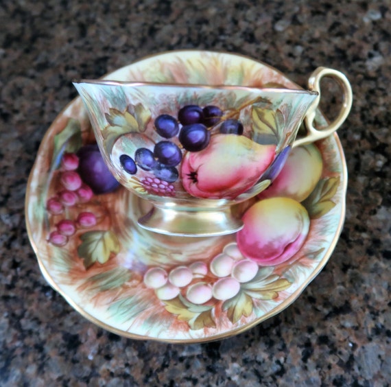 Aynsley Orchard Gold Tea Cup and Saucer by D.Jones by Netty805