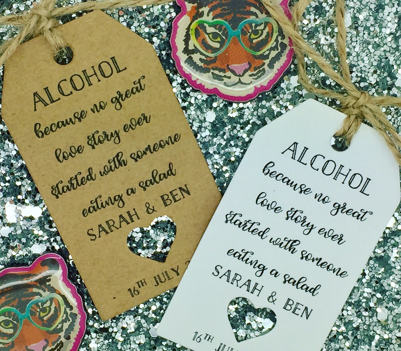 Personalised Wedding ALCOHOL Favour Gift Tags by GREENFOXYtags