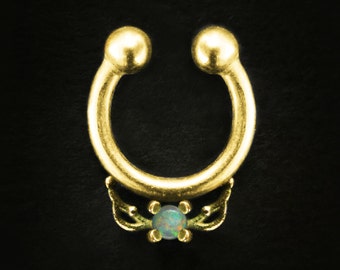 Estatira Fake Septum Ring fake nose ring fake nose septum fake piercing opal septum cartilage ear cuff no piercing helix helix cuff