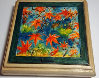 Hand painted box,gift for her, jewels box, mirror box, cadeau pour elle, boite a bijoux