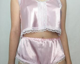 Silky Lingerie Set, Silky Camisole & French Knickers (3 Colours) Pastel Lingerie, Pyjamas, Bridal Lingerie, Honeymoon Lingerie, DDLG, ABDL