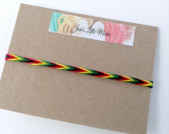 Rasta Fishtail Friendship Bracelet / Rasta Friendship Bracelet / Bob Marley Bracelet / Rastafarian Bracelet / Bob Marley Friendship Bracelet