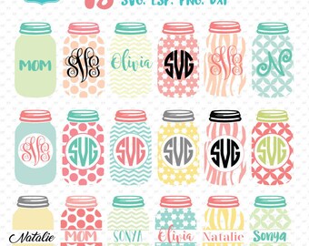 Mason jar monogram frames, mason jar svg, mason jar monogram svg, mason jar design,mason jar decal , Id#cl8