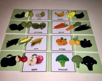 Fruit and Vegetables 3-part cards--Montessori early learning educational material