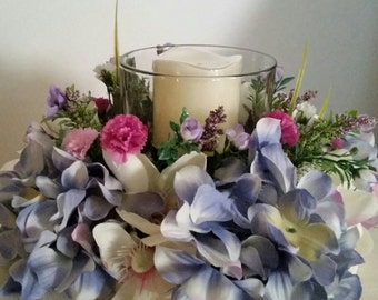 Floral Candle Holder, Floral Candle Arrangement, Table Decorations, Candle Holder, Floral Table Decorations, Mantel Decorations,