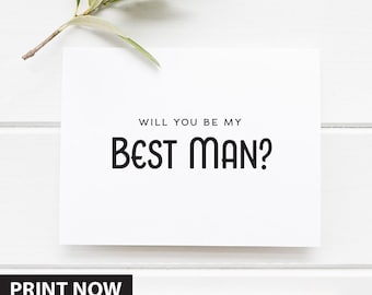 Will You Be My Best man card, Groomsmen proposal card, Printable Bridesmen Card, Printable wedding card, Instant Download, wedding cards