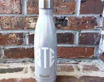 Milky Way holographic iridescent 17 ounce S'well water bottle monogrammed swell bottle gift personalized initials