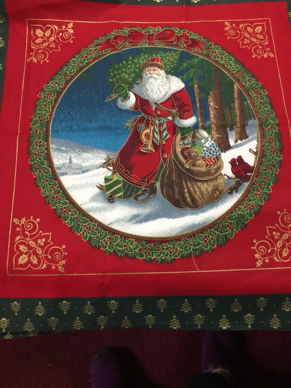 Items similar to Christmas Santa fabric pillow panel on Etsy