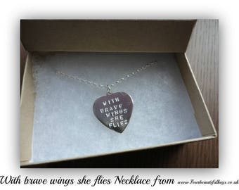 With brave wings she flies. Necklace