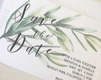 Save the Date PDF, Invitation, Save the Date Printable Invitations, Greenery Save the Date, Vineyard Wedding, Digital Download, Invitations