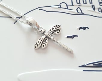 Dragonfly Necklace, Silver Dragonfly Necklace, Silver Dragonfly, Sterling Silver, Dragonfly Jewelry, Gift For Her