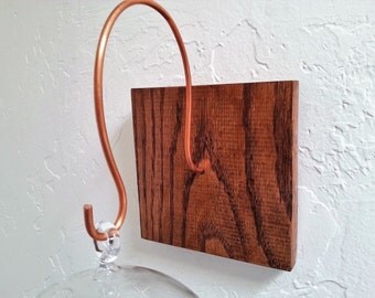 Wall Mount for Hanging Terrarium / Handmade Wood and Copper Air Plant Wall Holder / For Indoor Plants / Gift Ideas for Mom / Tillandsia