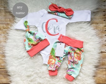 Baby Girl Clothes Newborn Baby Girl Outfit Personalized Outfit Photo Prop Coming Home Outfit Baby Girl Outfit Baby Shower Gift New Baby Gift