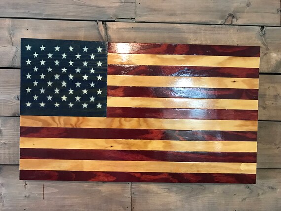 Rustic American American Flag Military Veteran Made Wood