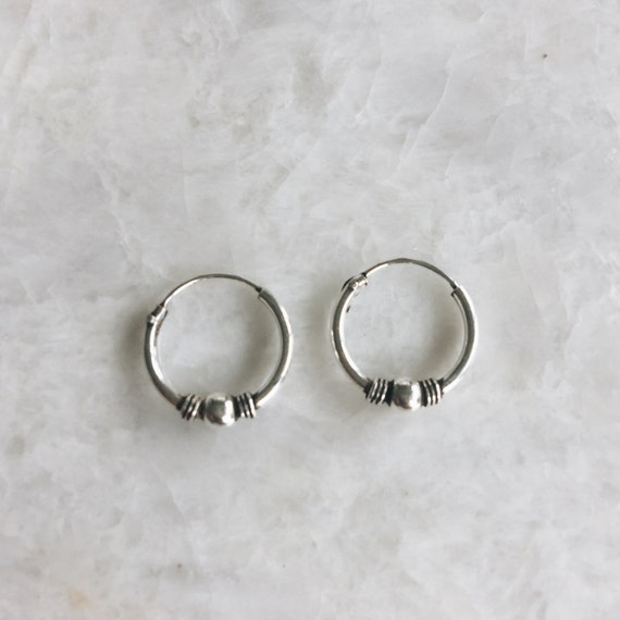 12mm Plain Bali Hoops Sterling silver Bali hoops Tiny