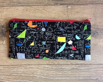 Maths pencil case, maths bag, maths print, maths gift, teacher gift, graduation gift, academic gift, geek chic, geek gift, nerd gift
