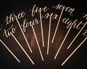 Laser cut wooden table numbers