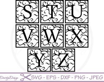 Florish font, Letter Alphabet Set, Florish Monogram Font SVG DXF, Cut Files for Cricut, svg fonts, eps Vector files, Silhouette files
