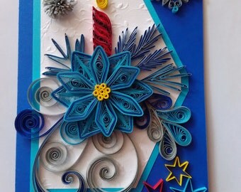 Quilling Christmas card, Quilled card Christmas, Merry Christmas, Greeting card Christmas, Christmas card, Handmade Christmas card