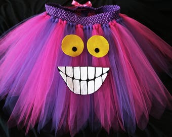 Cheshire Cat costume, tutu skirt with face, fantasy, dress , halloween, christmas, easter, pageant, gift, rave, tea party, woman's tutu