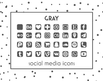 Social Media Icons, Gray Icons, Gray Buttons, Social icon, Blog Icons, Resume Icons, Business Card Icons, Social Media Buttons, Website Icon