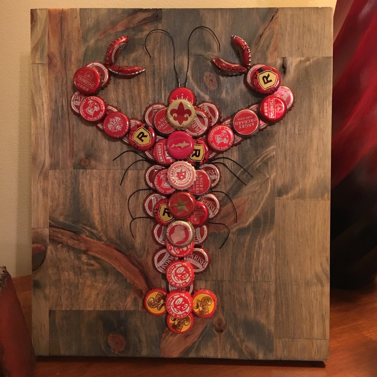 Made to Order Bottle Cap Crawfish Wall Hanging // Customizable