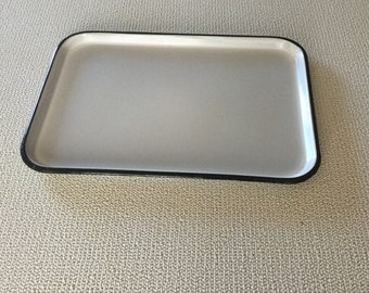 Vintage white - black enamel tray