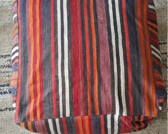 Kilim Pillow, 2'0"x2'0" 60×60cm Height 0'8" 25 Cm, Kilim Pouf, Oversize Pillow, Pouf, Tribal Kilim, Ottoman Pouf, Moroccan Pouf, Aztec Pillo