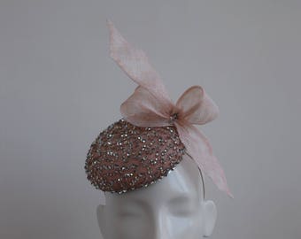 Blush Pink Silver Hat - Pastel Pink Fascinator - Pale Pink Cocktail Hat - Wedding Hat - Silver Hatinator - Blush Pink Fascinator - Shimna
