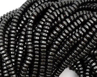 4mm hematite heishi rondelle beads 16" strand S1 38990