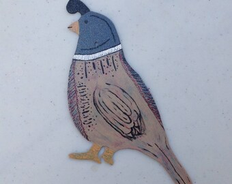 Metal hand painted Quail wall hanging