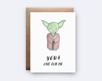 Yoda One For Me Card | Valentines Day | Star Wars | Yoda Pun | Love Card | Card for Girlfriend | Boyfriend | Funny Card | Star Wars Pun