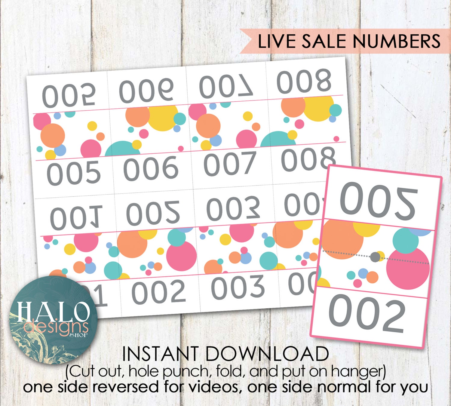 live sale numbers polka dots printable 1 200
