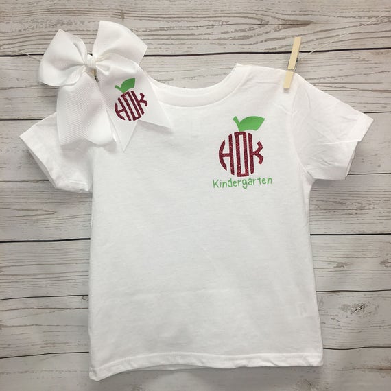 Monogrammed Kindergarten Shirt Girls Kindergarten Shirt