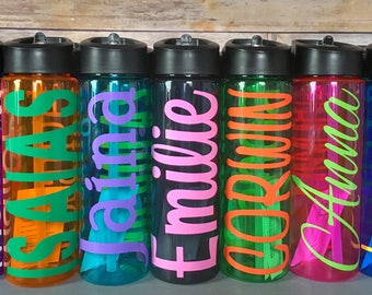 Personalized Water Bottle, Custom Water Bottle, BPA Free, Pink, Teal, Blue, Gray, Clear, Purple, Water, Bottle