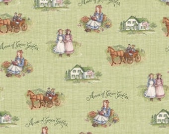 Anne of Green Gables Fabric - Riley Blake Fabric - Anne Main Green - Fabric by the yard - Cotton - Book - Literary - Feminine Fabric - Girl
