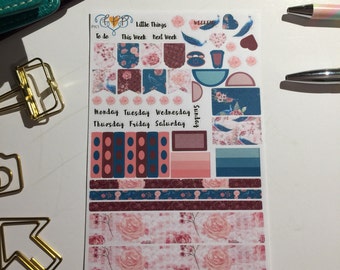 Peacock A6 travellers notebook planner stickers, planner sticker kit, weekly planner stickers, planner kit