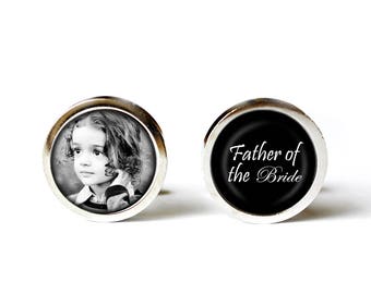Father of the Bride Cufflinks, Custom Photo Cuff Links, Silver Wedding Cufflinks, Picture Cuff Links, Father of the bride cuff links UK