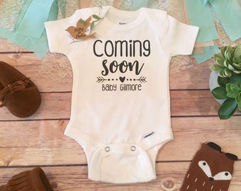 Coming Soon Pregnancy Announcement®, Pregnancy Reveal to Parents Onesie, Surprise Onesie, We're Pregnant Baby Bodysuit, Coming Soon Baby
