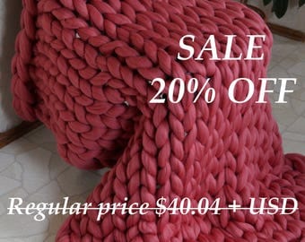 SALE! Chunky knit blanket, Chunky knit throw, Merino blanket, Arm knit blanket, Super chunky blanket, Super thick blanket, Gift
