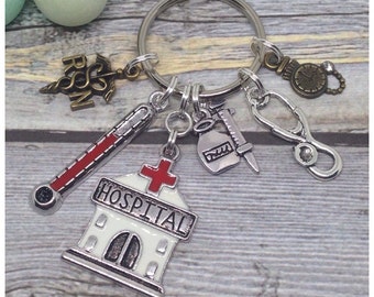 Nurse Keyring, Nurse Keychain, Nurse, Hospital, Healthcare, Nurses, Gift, Nurse Bag Charm, Nueses Keychain, Nurses Keyring, Fob Watch, NHS,