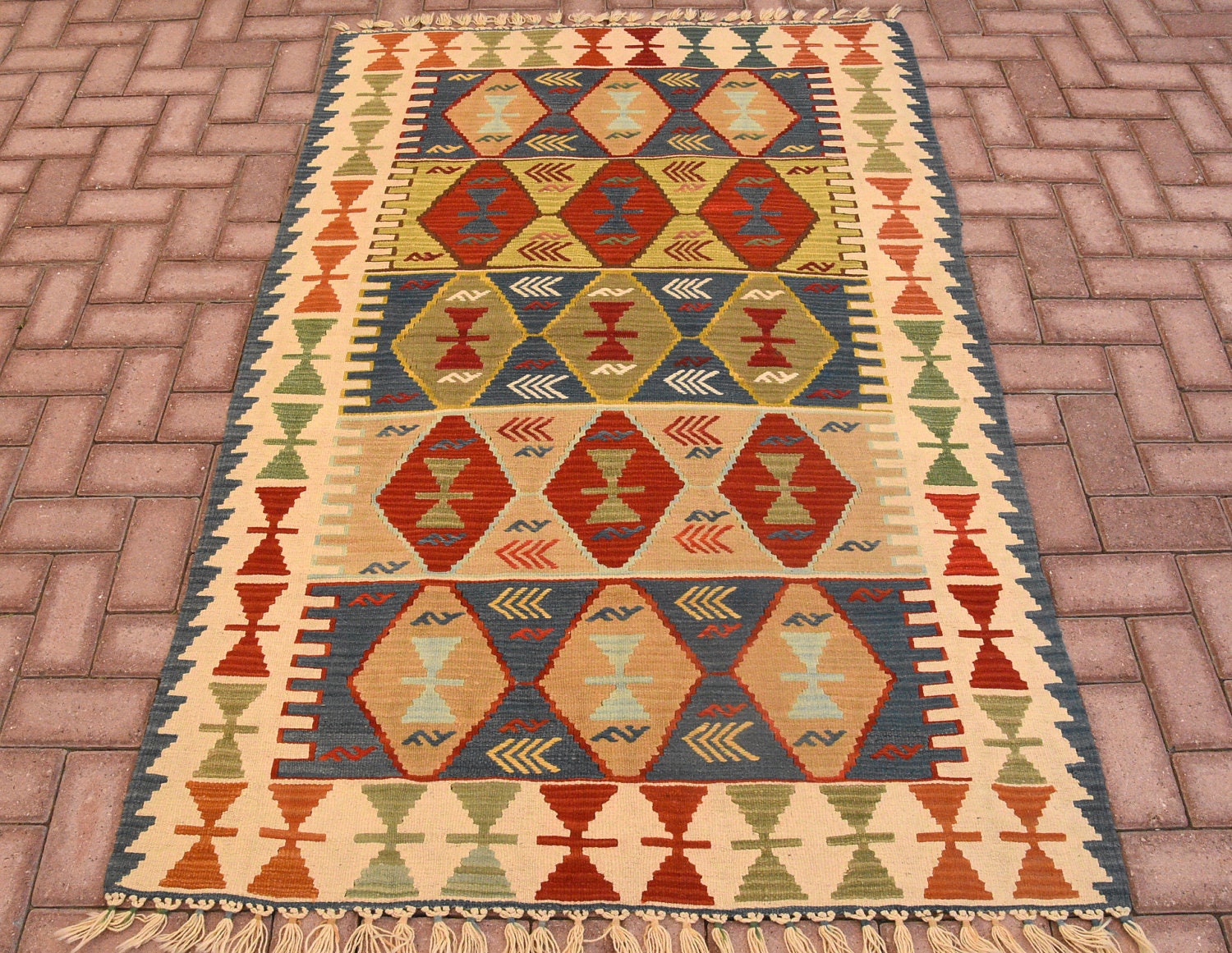 Vintage Turkish Kilim Rug Wall Hanging Home Office Decorative