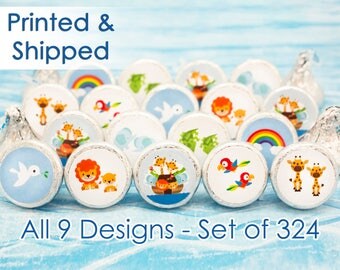 Noah's Ark Baby Shower Stickers for Hershey Kisses Party Favor Decorative Sticker, Christian Shower, Boy Girl Baby Shower Favor (Set of 324)