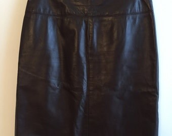 Genuine Leather Skirt - High Waist Skirt - Danier Leather - Brown Leather Skirt - Real Leather Skirt