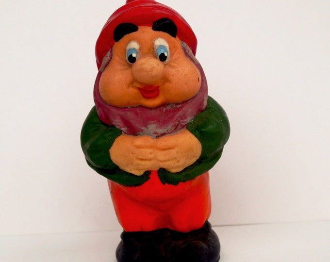 Christmas gnome - Vintage rubber toy gnome - Christmas decorations - Red, сhildren toy dwarf - Funny rubber toy leprechaun - Christmas gift