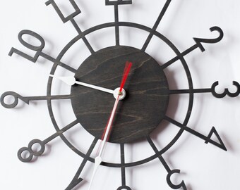 Large wall clock, Wooden wall clock, Wood clock, Wall clock, Modern large clock, Kitchen clock,