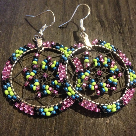 Authentic Native beaded Dream Catcher Earrings