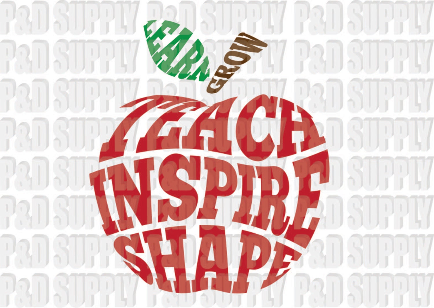 Teach Inspire Shape Apple Teacher SVG DXF Digital Cut file