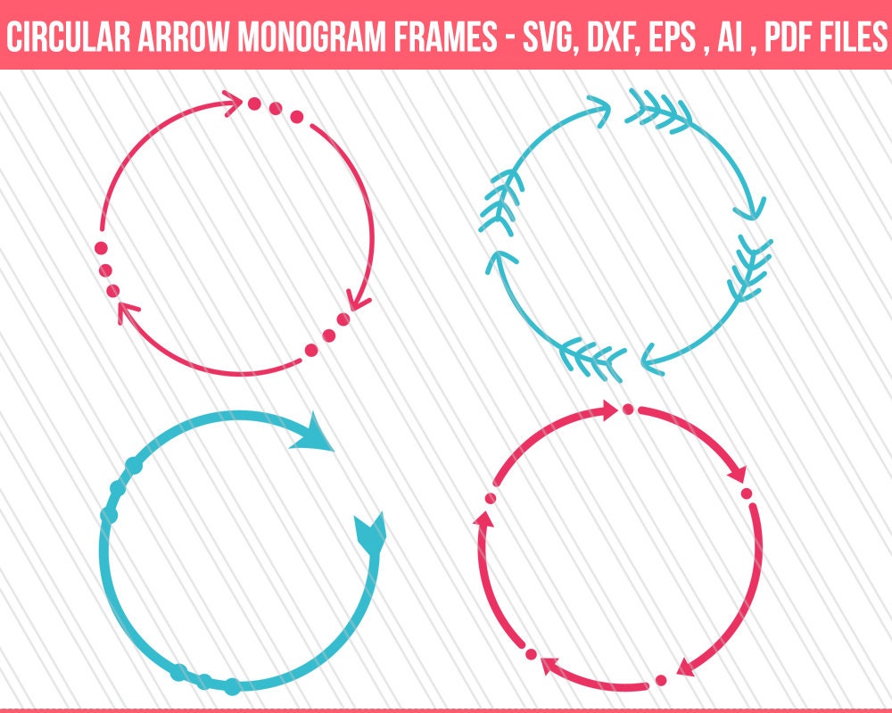 Download Circular arrow monogram frames svg cutting files, screen printing, Circular monogram clipart ...